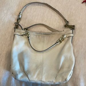 Coach White Leather Purse with Gold Accents